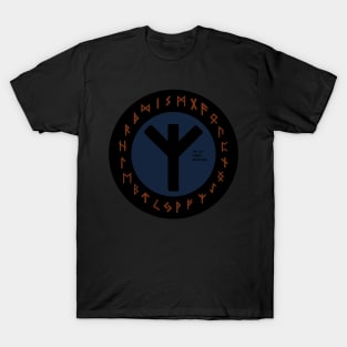 Blue Elhaz Futhark Rune Symbol T-Shirt